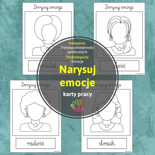 narysuj emocje trening umiejętności społecznych TUS poznaję stany emocjonalne przedszkole szkoła podstawowa grafomotoryka motoryka mała pomoce edukacyjne dydaktyczne terapeutyczne materiały tematyczne plansze demonstracyjne zestawy klamerkowe montessori plan daltoński do druku druk pdf do pobrania planszomania ryneczek inspiracji bystra sowa twinkl superkid printoteka karty pracy ćwiczenia