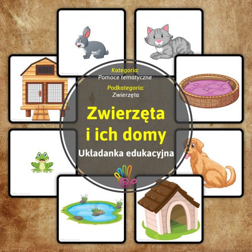 zwierzęta i ich domy układanka edukacyjna do druku pdf materiały edukacyjne dla dzieci przedszkole edukacja wczesnoszkolna plansze