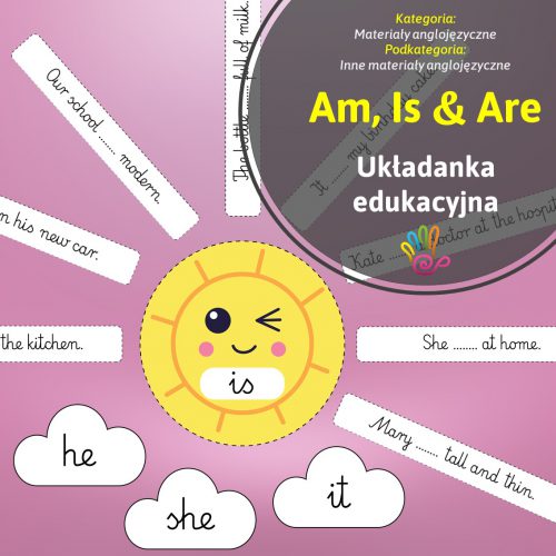 Am Is & Are - układanka edukacyjna czasownik to be verb odmiana czasownika język angielski materiały anglojęzyczne twinkl printoteka pdf do pobrania do druku