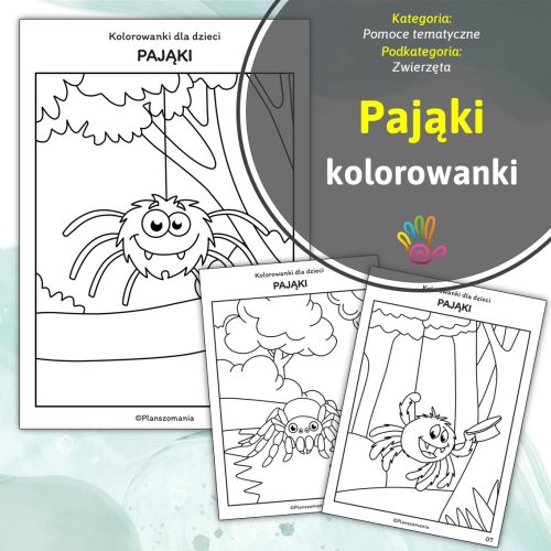 pająki kolorowanki dla dzieci do druku pdf karty pracy pomoce edukacyjne dydaktyczne plansze do pobrania przedszkole edukacja wczesnoszkolna superkid printoteka