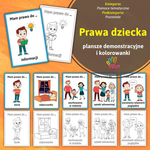 Prawa dziecka plansze demonstracyjne kolorowanki materiały dydaktyczne edukacyjne pdf do pobrania dla dzieci ćwiczenia superkid printoteka twinkl