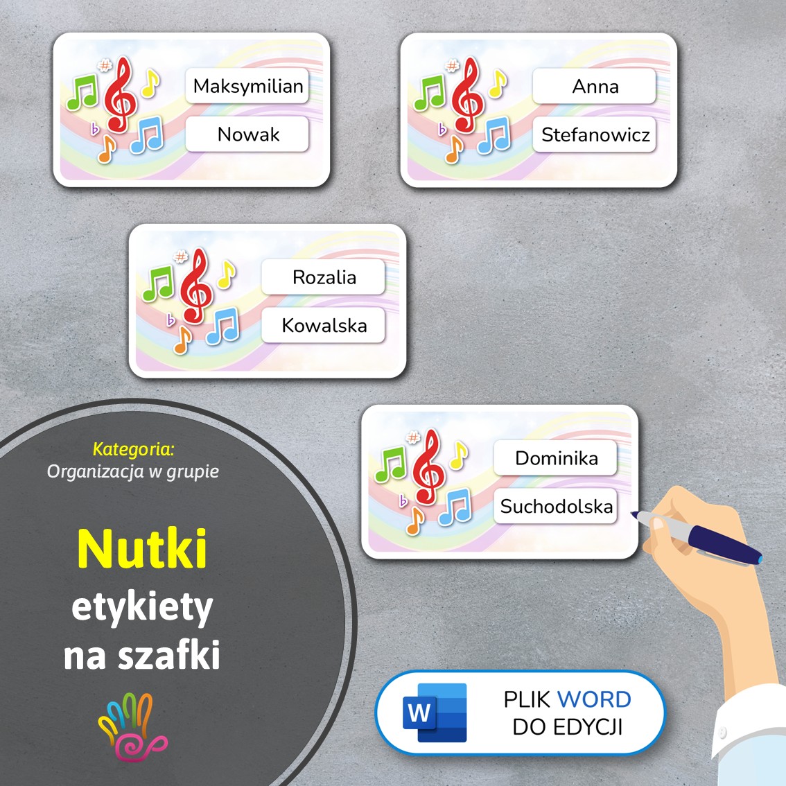 nutki etykiety na szafki przedszkole wersja edytowalna do edycji word materiały edukacyjne dydaktyczne pomoce pdf