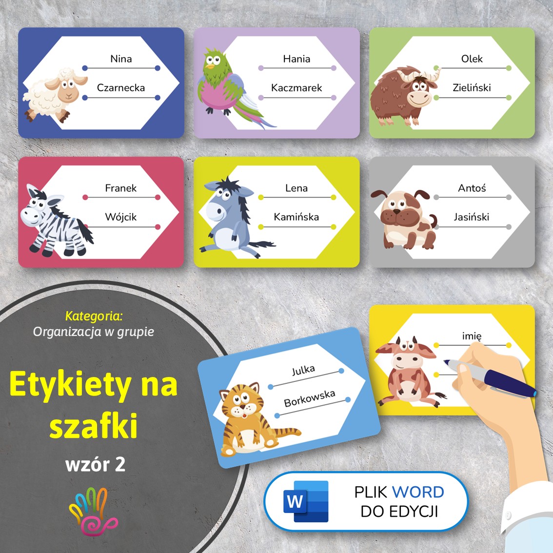 etykiety na szafki przedszkole wersja edytowalna do edycji word materiały edukacyjne dydaktyczne pomoce pdf