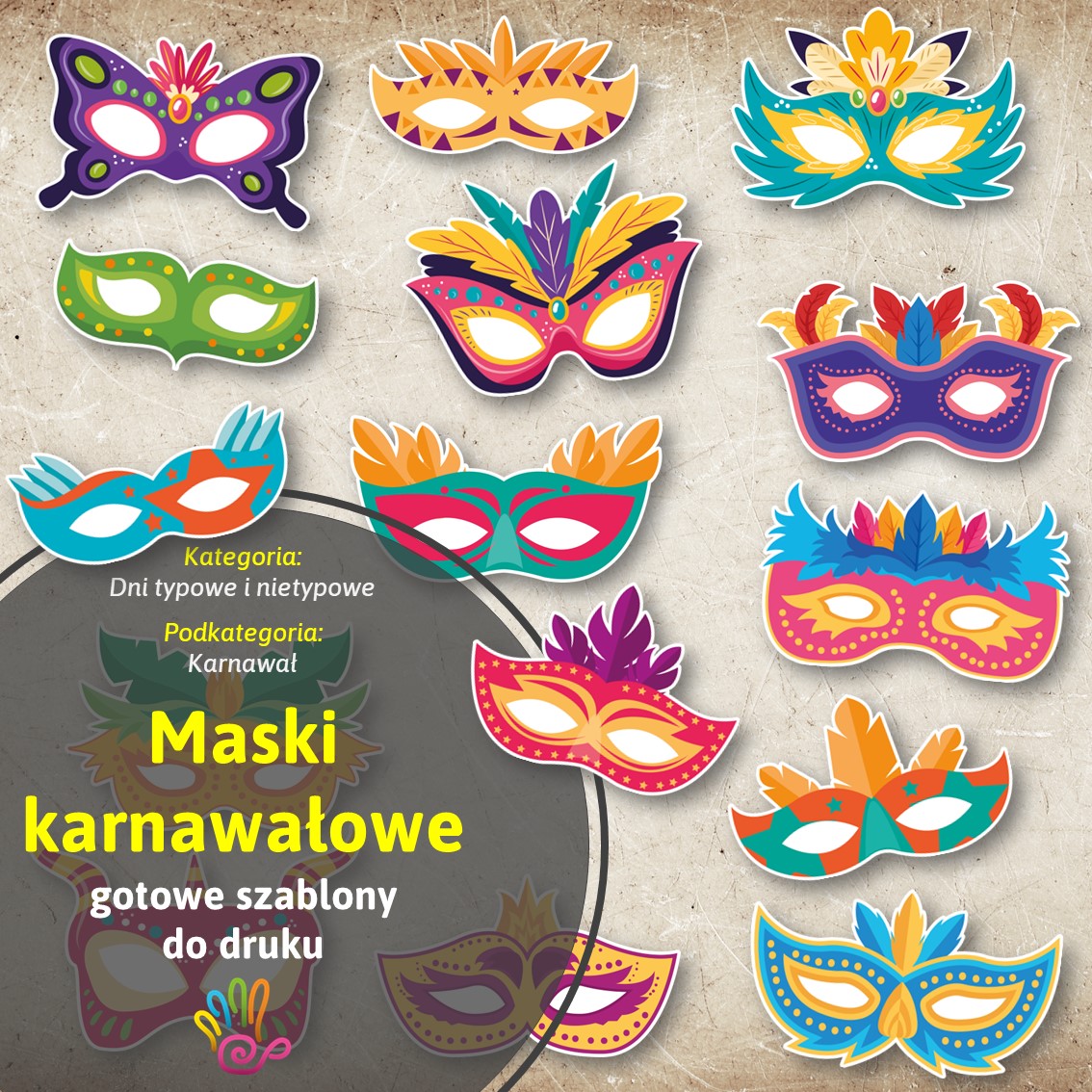 maski karnawałowe karnawał szablony wzory do druku projektowania kolorowania kolorowanki do druku pdf ćwiczenia karty pracy motoryka mała dla dzieci superkid printoteka gotowe