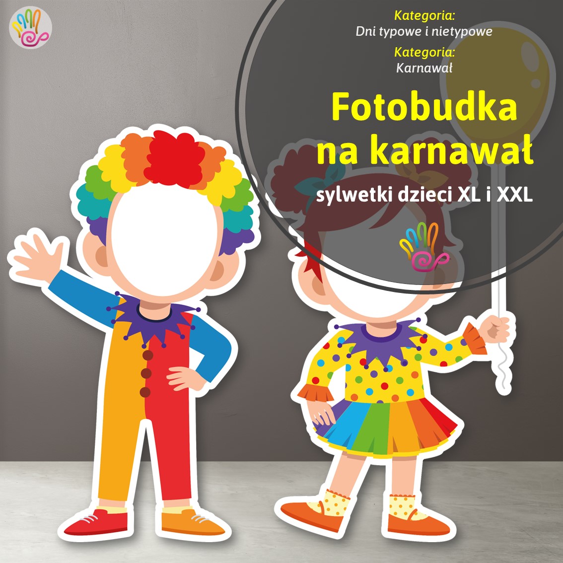 fotobudka na karnawał sylwetki dzieci xl xxl pdf do druku bal karnawałowy impreza przedszkole szkoła dekoracje materiały pomoce edukacyjne dydaktyczne