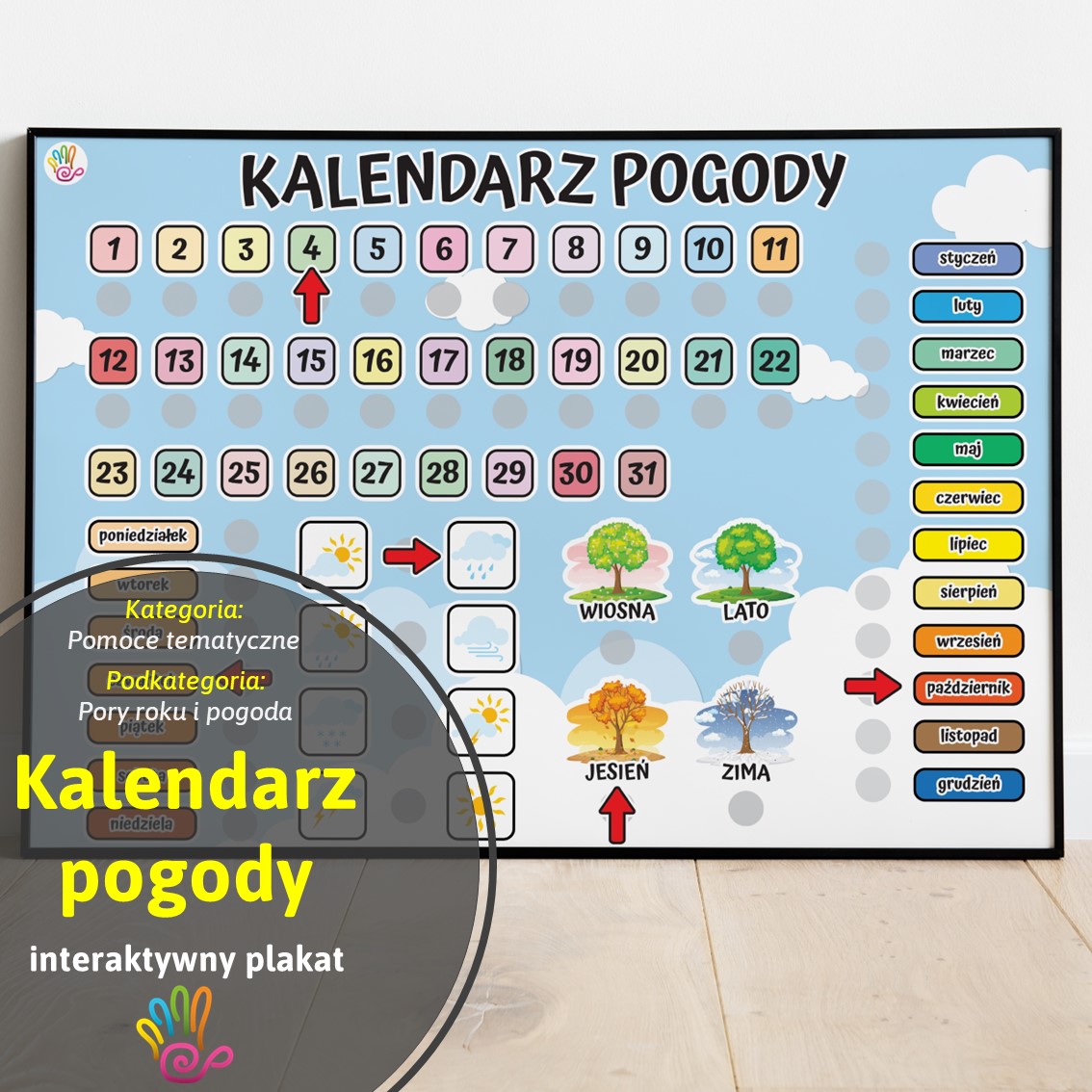 kalendarz pogody pogoda pory roku miesiące do druku pdf plakat interaktywny pomoce pomoc dydaktyczne materiały edukacyjne dla dzieci przedszkole szkoła superkid twinkl