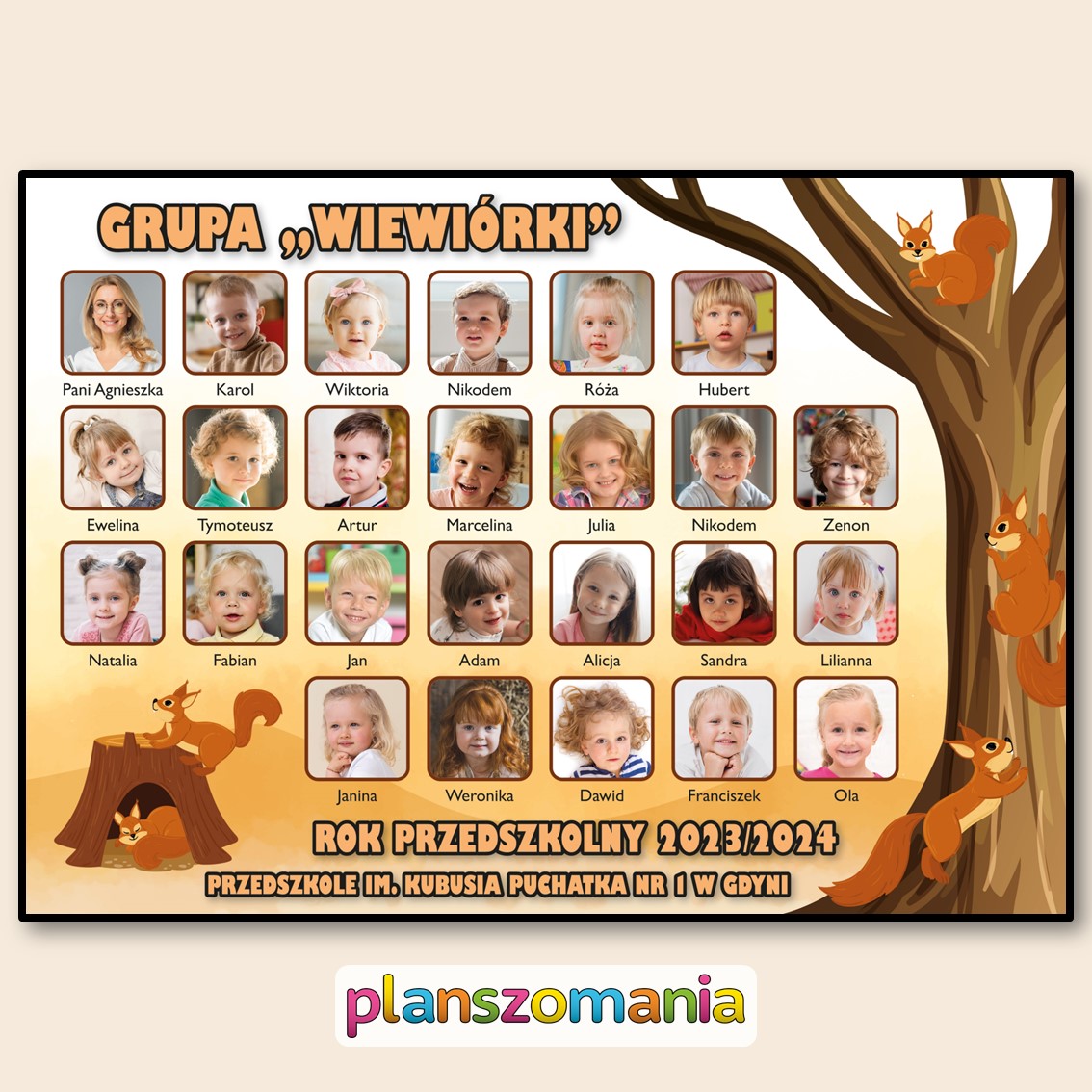 wiewiórki wiewióreczki grupa przedszkolna przedszkole tablo pamiątkowe do druku pdf do pobrania superkid zdjęcia zakończenie roku pasowanie