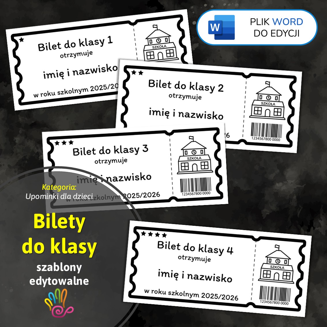 bilety do klasy dla uczniów word wersja edytowalna pdf materiały edukacyjne pomoce dydaktyczne
