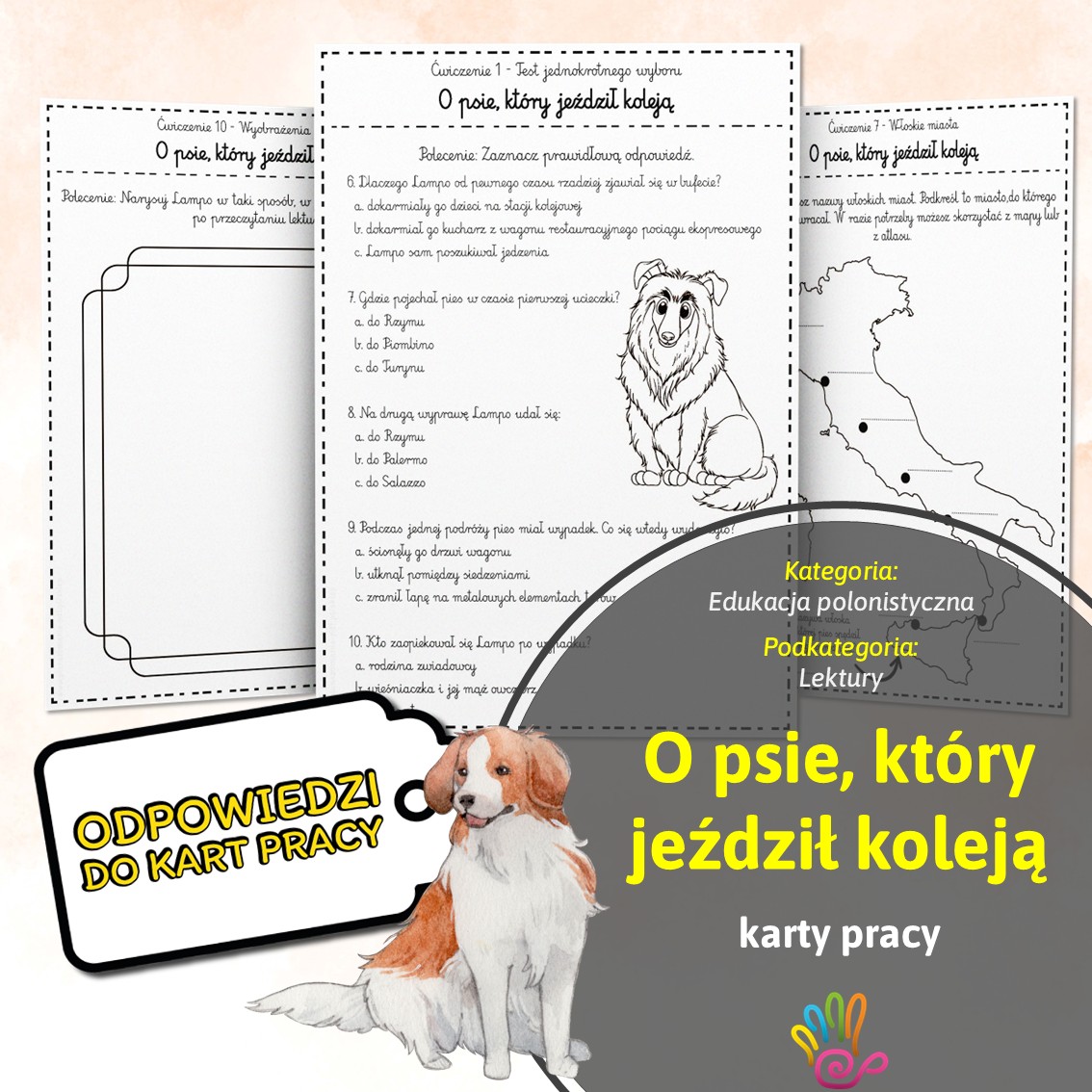 o psie który jeździł koleją karty pracy ćwiczenia dla uczniów lektury lektura zadania do druku pdf materiały pomoce edukacyjne dydaktyczne edukacja wczesnoszkolna polonistyczna testy