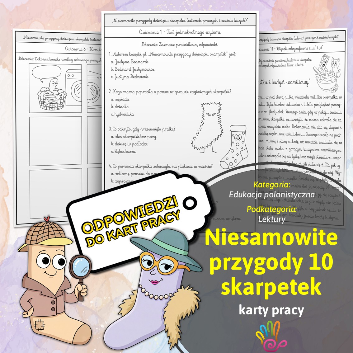 Niesamowite przygody 10 skarpetek pdf lektury do druku karty pracy zadania ćwiczenia pomoce dydaktyczne edukacja polonistyczna